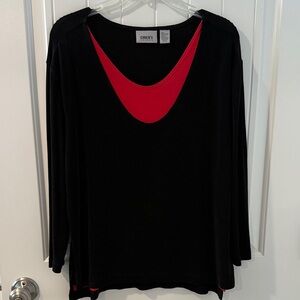 Chico's Elegant Black and Red Long Sleeve Top